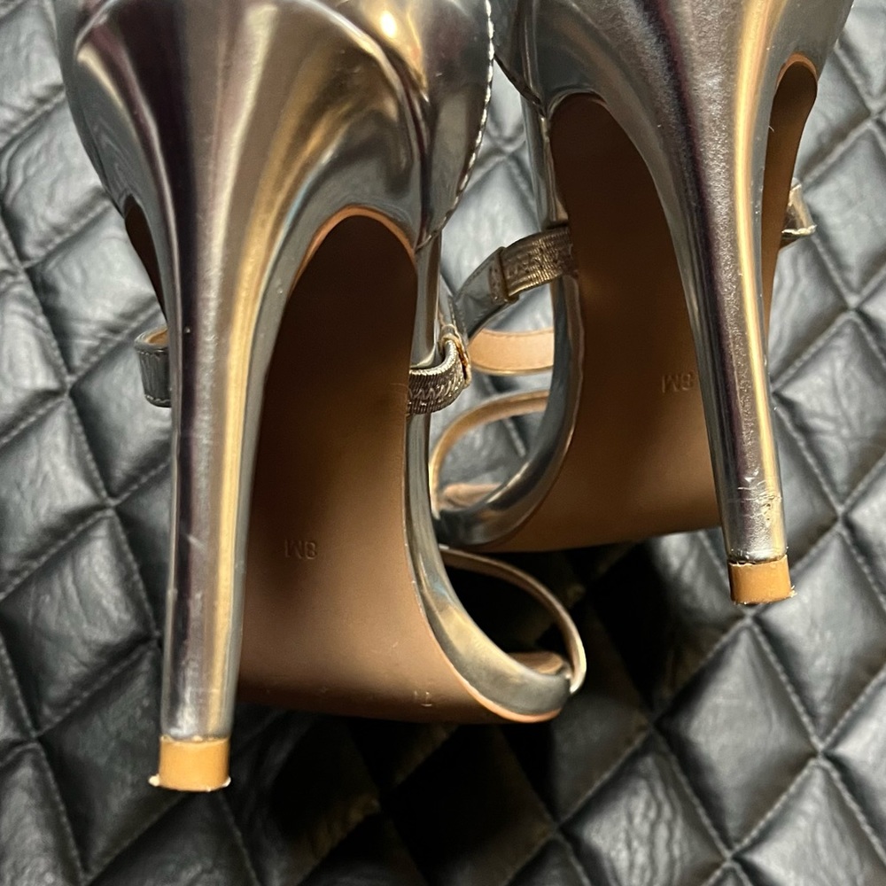 Steve Madden Feelya Strappy High Heels Size 8 Silver - Picture 6 of 8